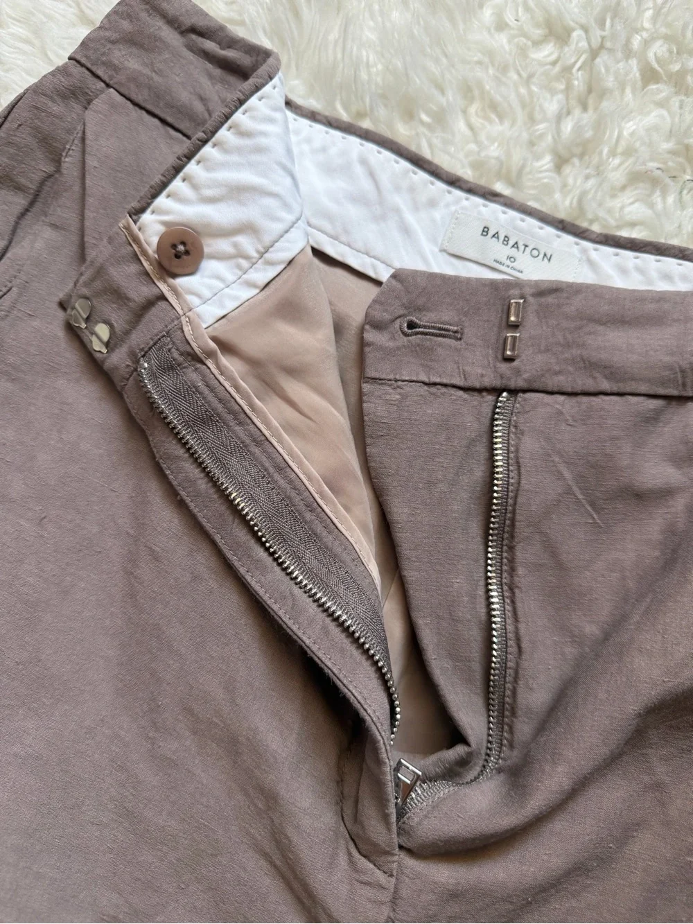 Aritzia Babaton High-Rise Chino Shorts Sable Brown Lined 10